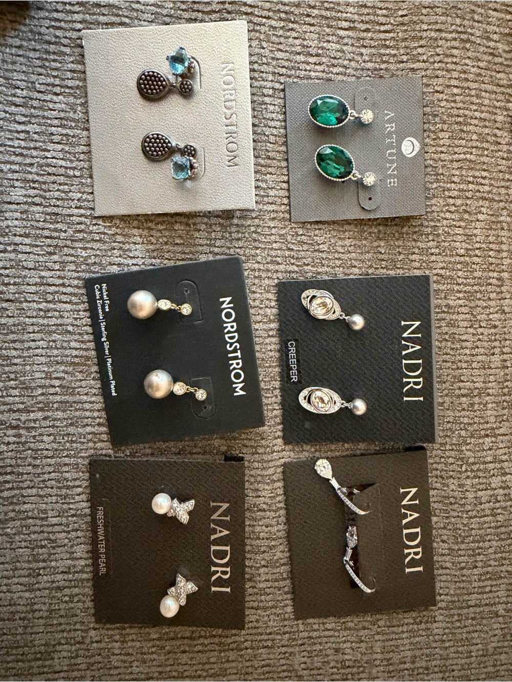 NADRI Silver Earring Lot of 6 Pairs